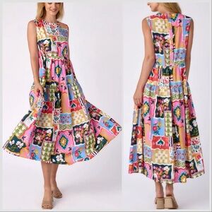 NWT Crosby by Mollie Burch Arlo sleeveless dress seedlings patchwork Sz S